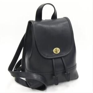 COACH Vintage Mini Drawstring Leather Daypack Mini Backpack Black